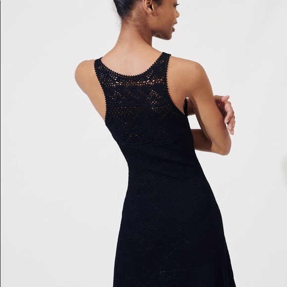 MAJE NEW LONG CROCHET DRESS BLACK SIZE 36 - Picture 7 of 9
